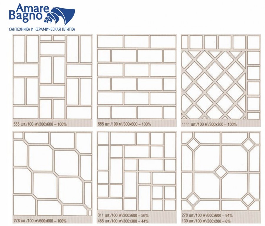 Схема раскладки прямоугольной плитки на пол