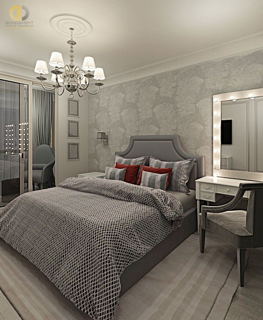 Спальня в светло сером цвете