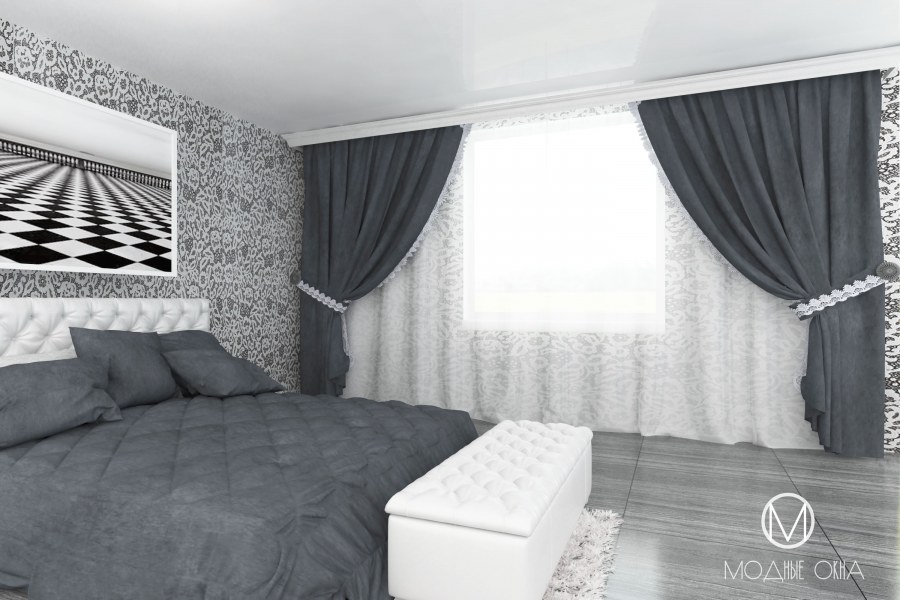 Шторы под серые обои в спальню