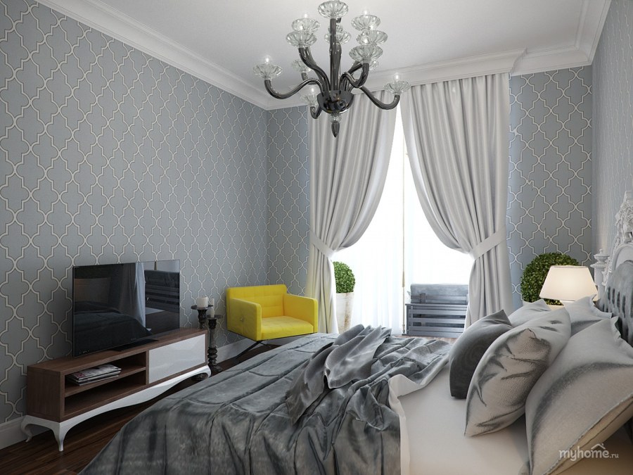Шторы в светло серую спальню