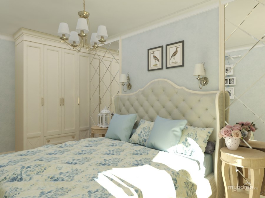 Интерьер спальни 13 кв.м в Прованс стиле