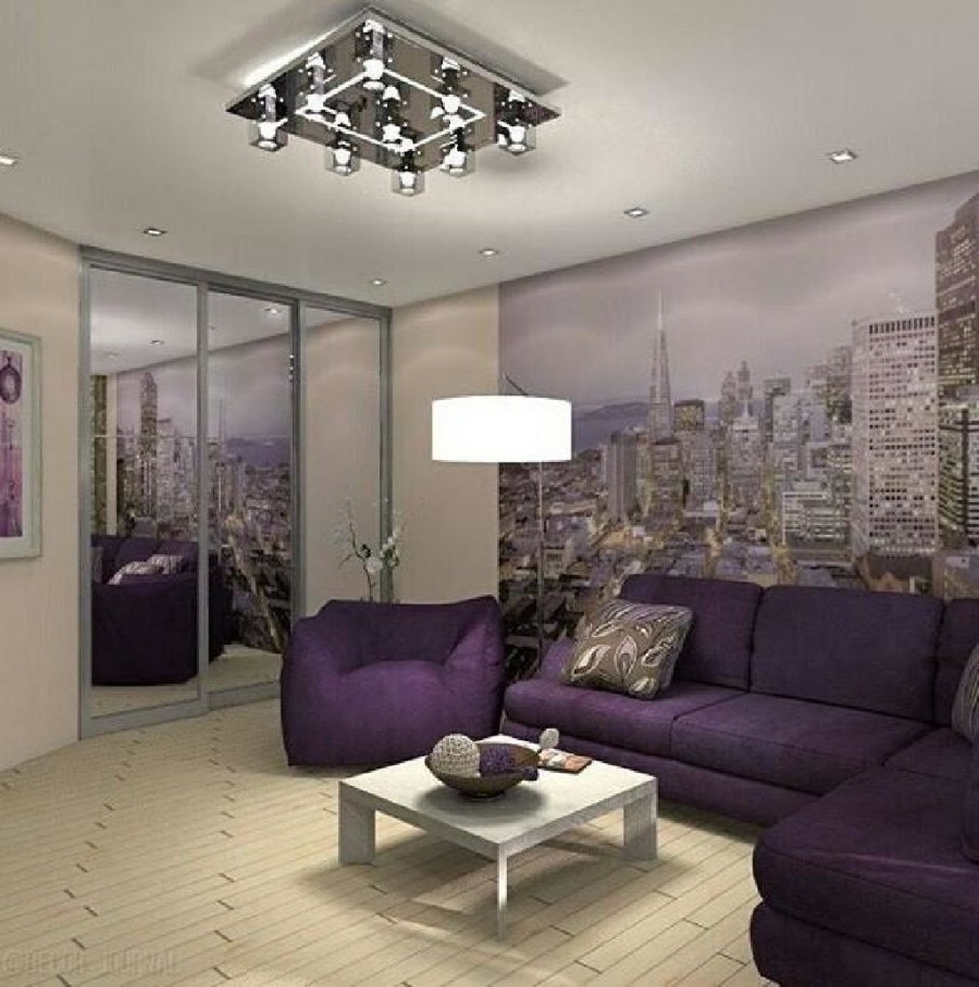 Гостиная в фиолетовых тонах