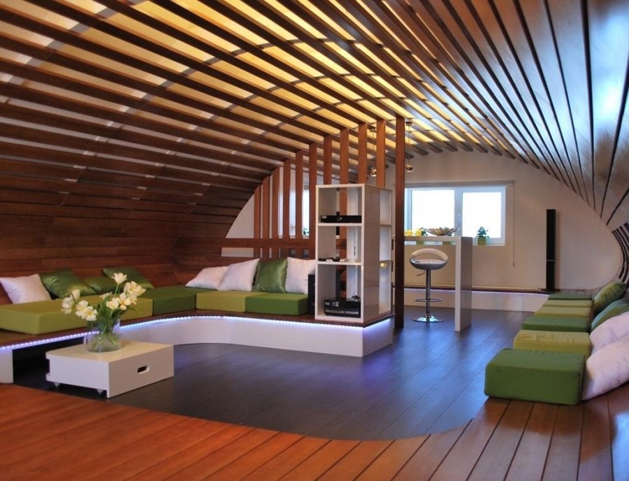 Интересная отделка потолка