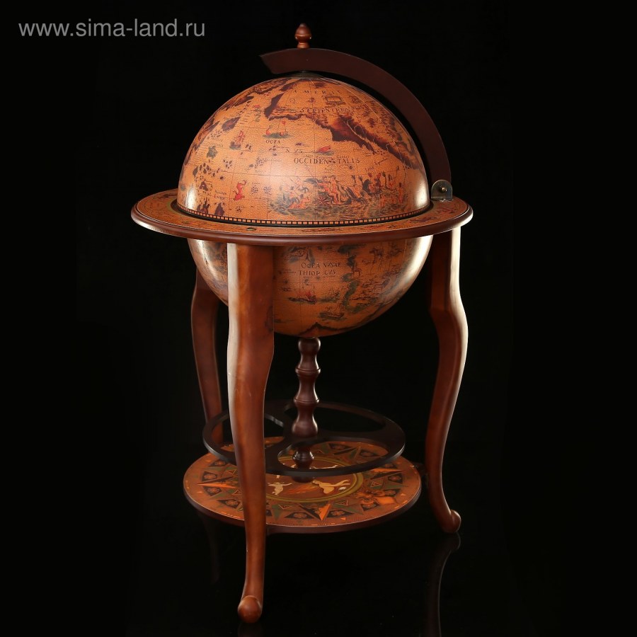 Глобус бар декоративный "карта путешественника" белый 100х61х61 см