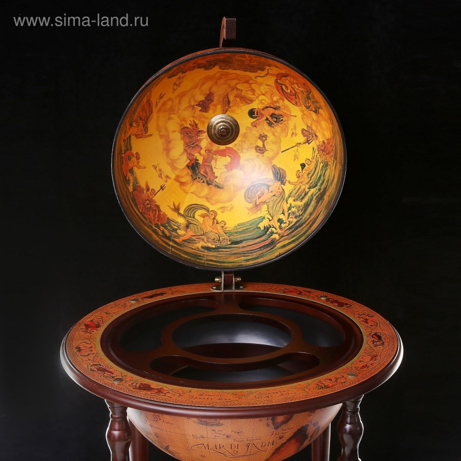 Глобус бар декоративный "карта путешественника" белый 100х61х61 см