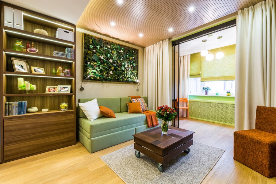 Перегородка в гостиной для зонирования