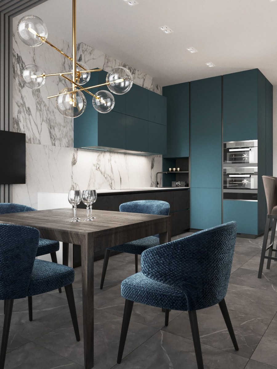 Черничная кухня в интерьере