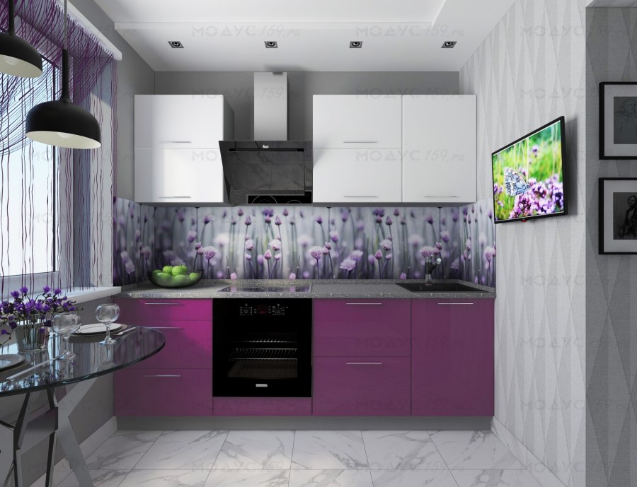 Кухонный гарнитур серо фиолетовый