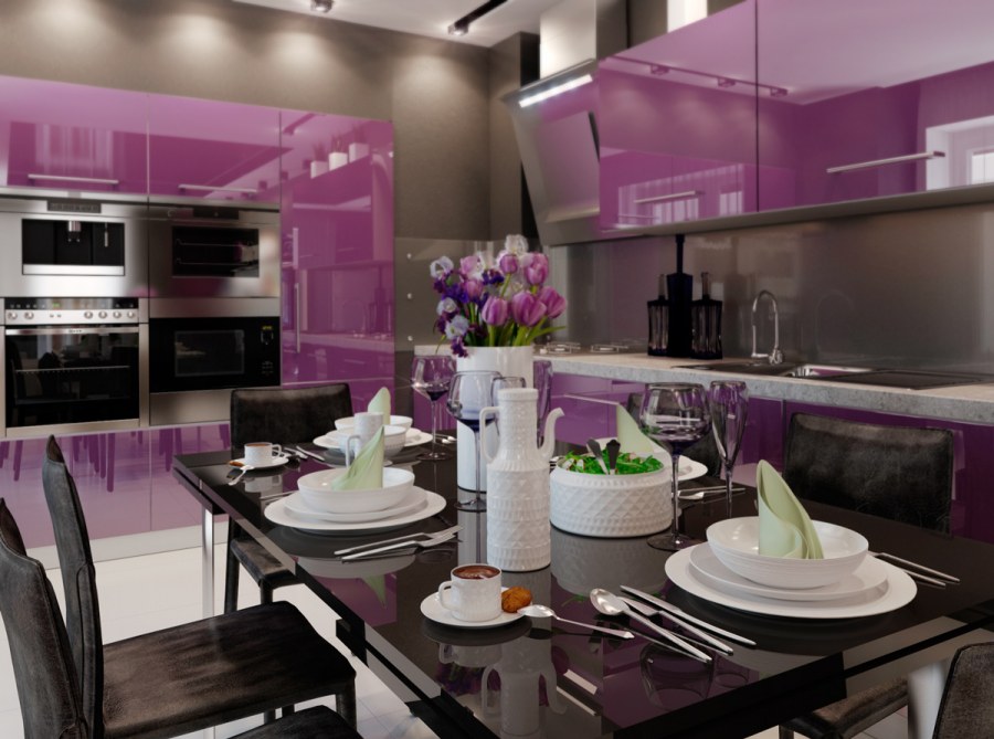 Черничная кухня в интерьере