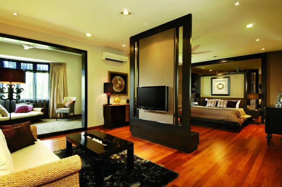 Перегородка с телевизором для зонирования