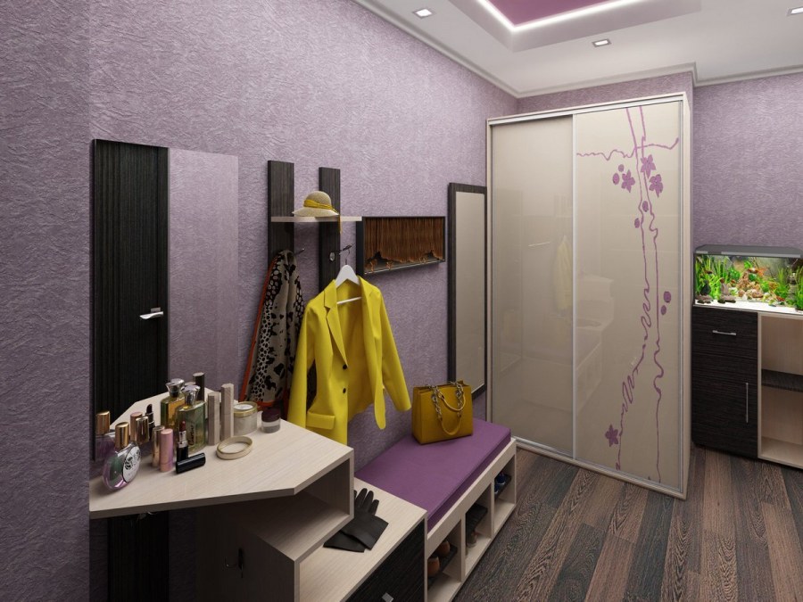 Прихожая в сиреневом цвете