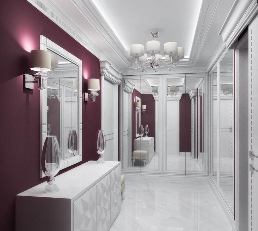 Прихожая в бело лиловом цвете