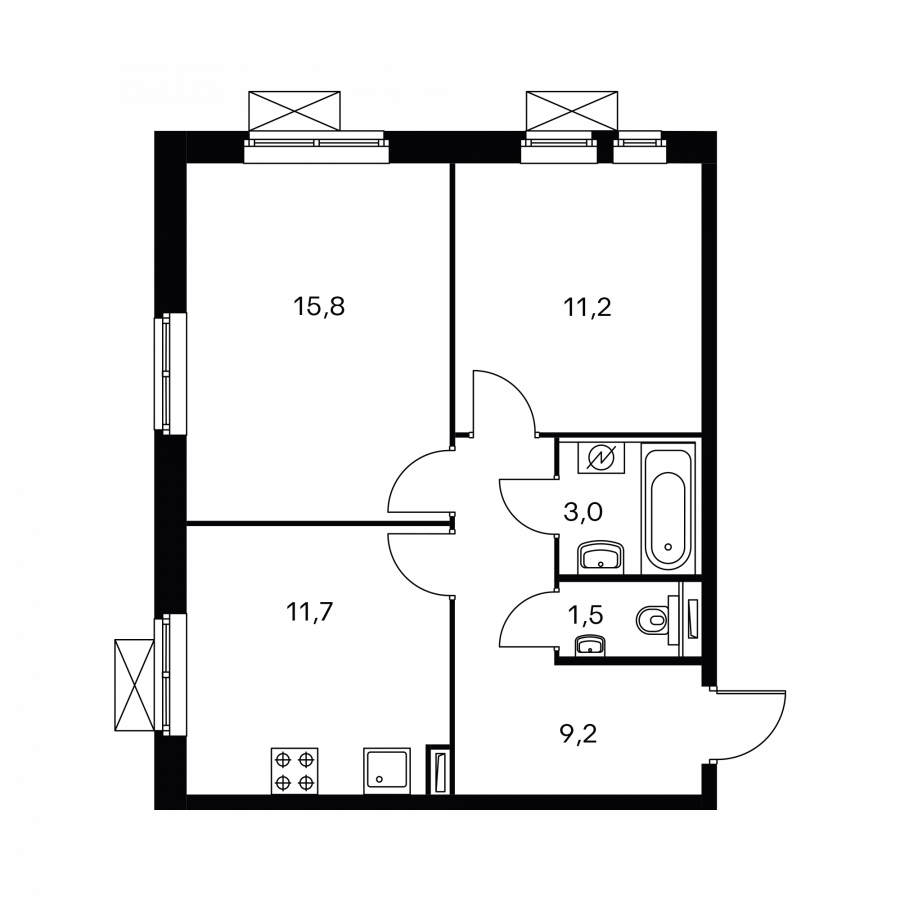 Планировка пик 2ks21_6.9-1_t_z_3 с размерами