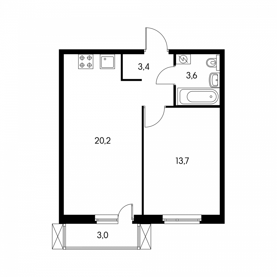 Евродвушка планировка пик