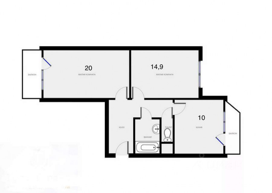 КОПЭ-М-Парус планировка 2 комнатная