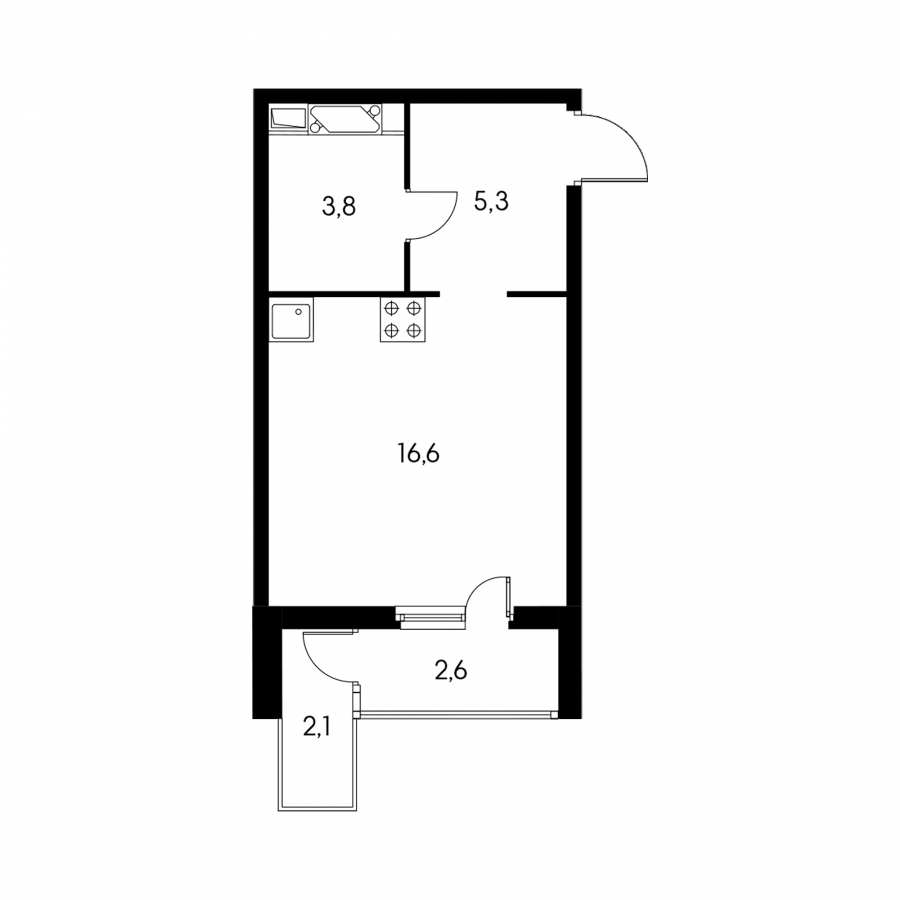 Планировка студии 27 кв.м пик