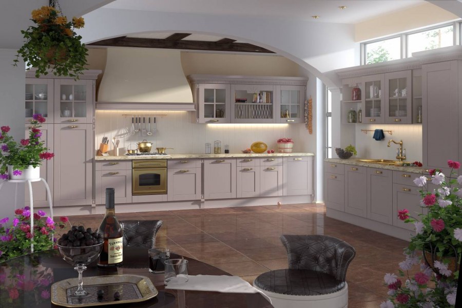 Кухня икеч серая Неоклассика