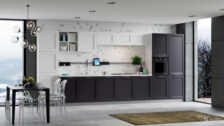 Кухня в американском стиле темная