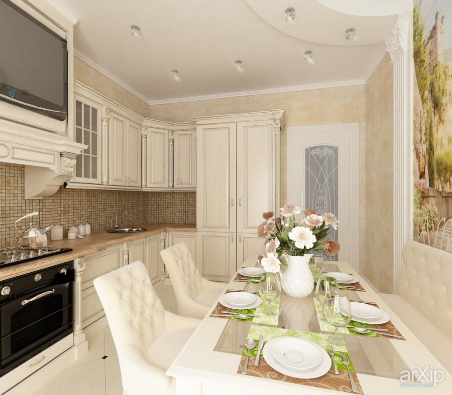 Кухня до потолка Неоклассика