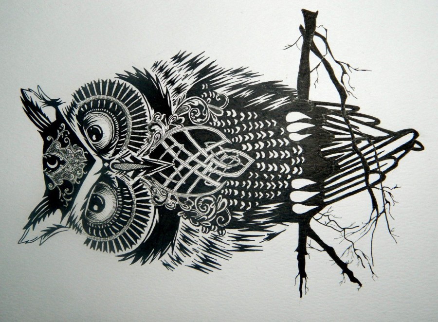 Животные в графике черной ручкой