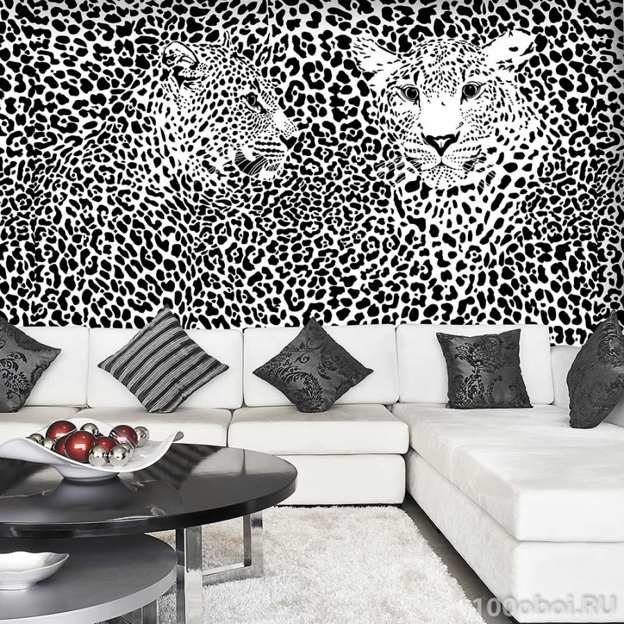 Фотообои леопард в интерьере