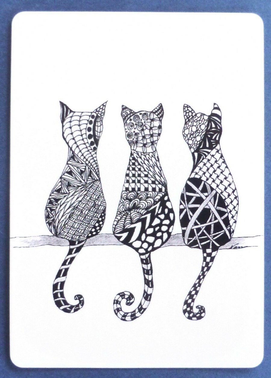 Техника рисования Зентангл и дудлинг кот
