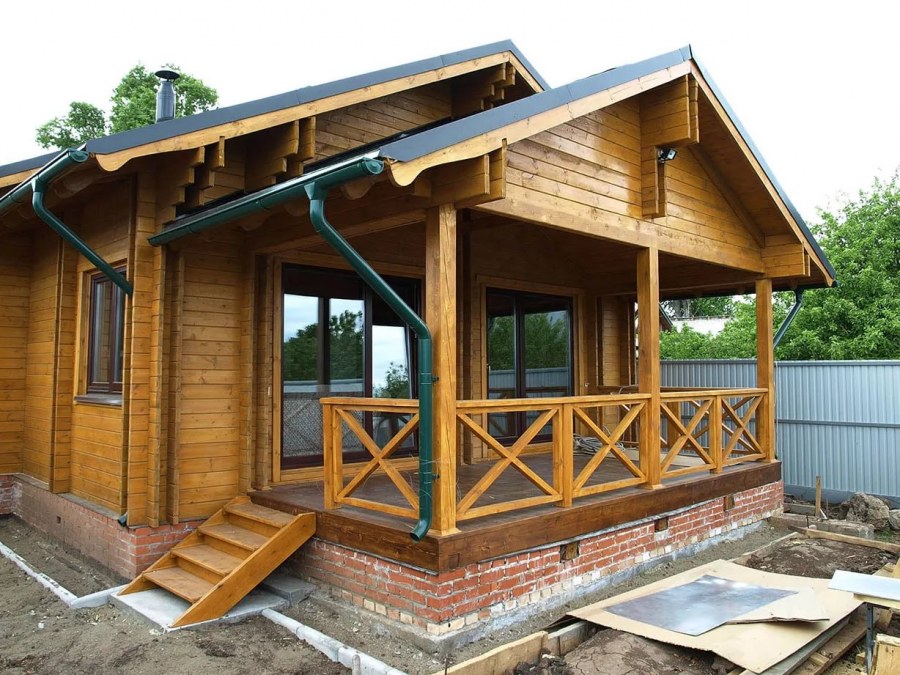 Открытая веранда из бруса