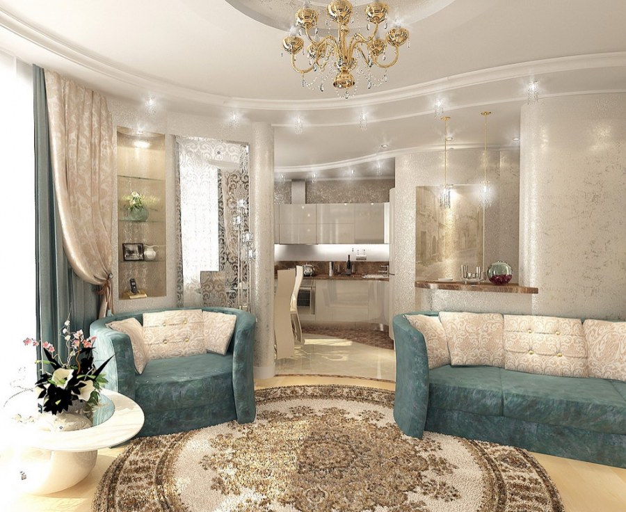 Интерьер однокомнатной квартиры в классическом стиле