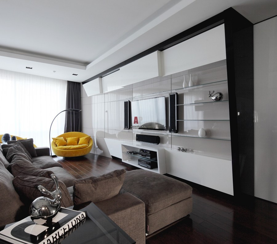 Гостиная в однокомнатной квартире в современном стиле