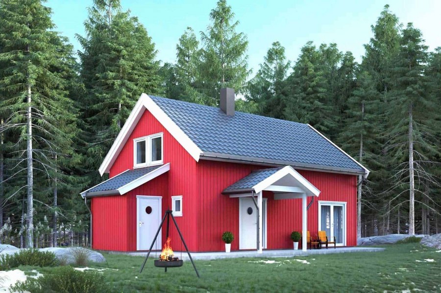 Красный финский домик