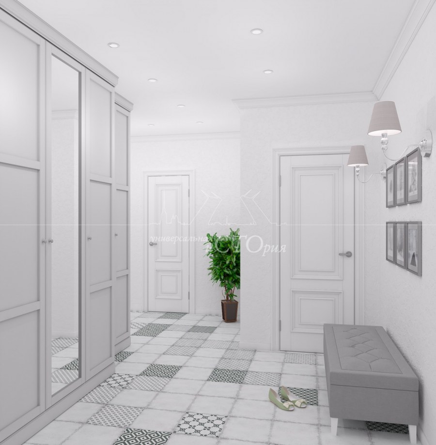 Белый шкаф в прихожую в скандинавском стиле