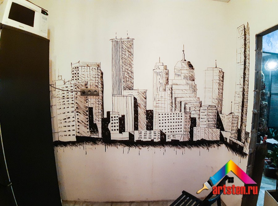 Разрисовать стену в стиле лофт