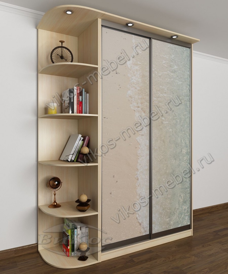 Шкаф-купе в спальню с боковыми открытыми полками