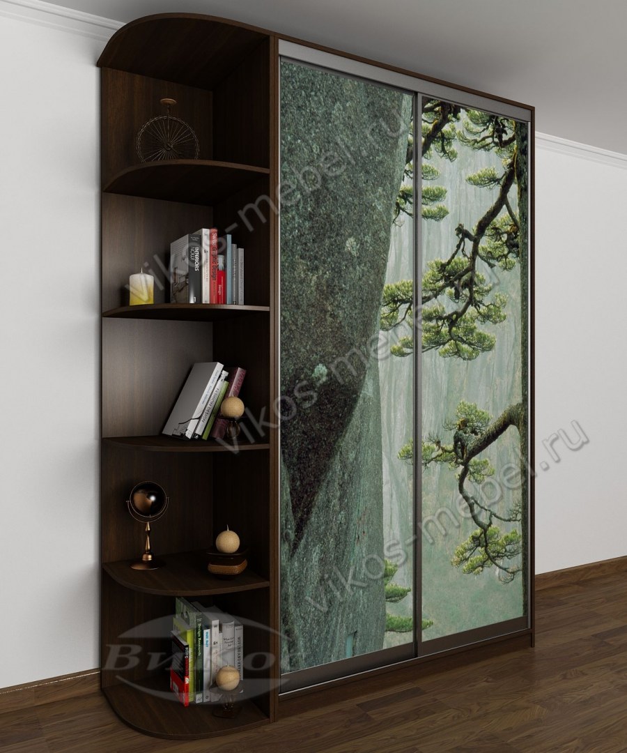 Шкаф-купе в спальню с боковыми полочками