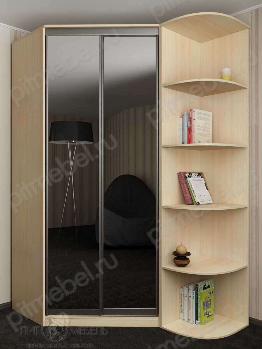 Небольшой шкаф купе с боковыми полочками