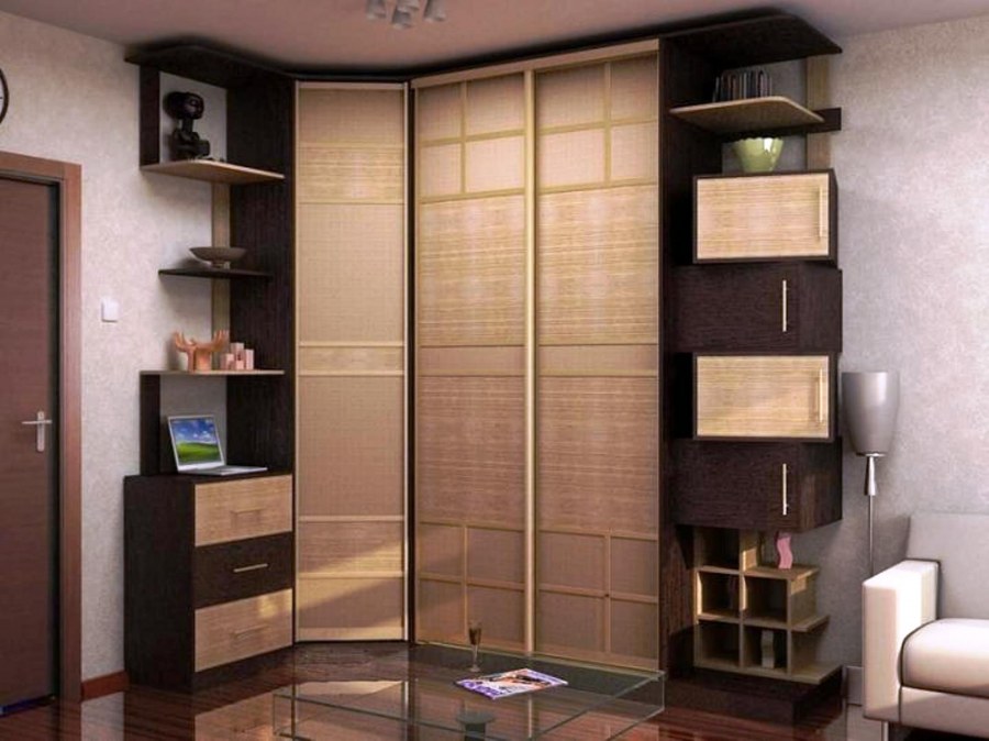 Шкаф купе в коридор с полками