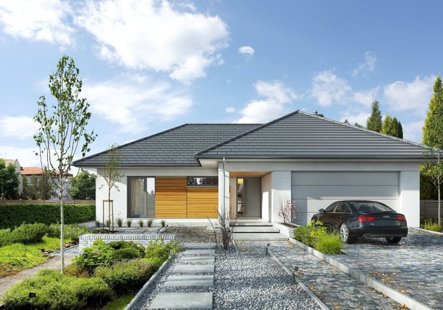 Одноэтажный дом сгаражем