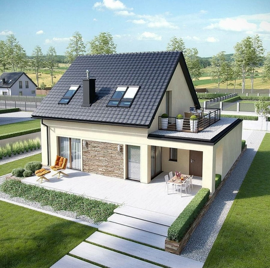 Дом с мансардой и террасой 120кв