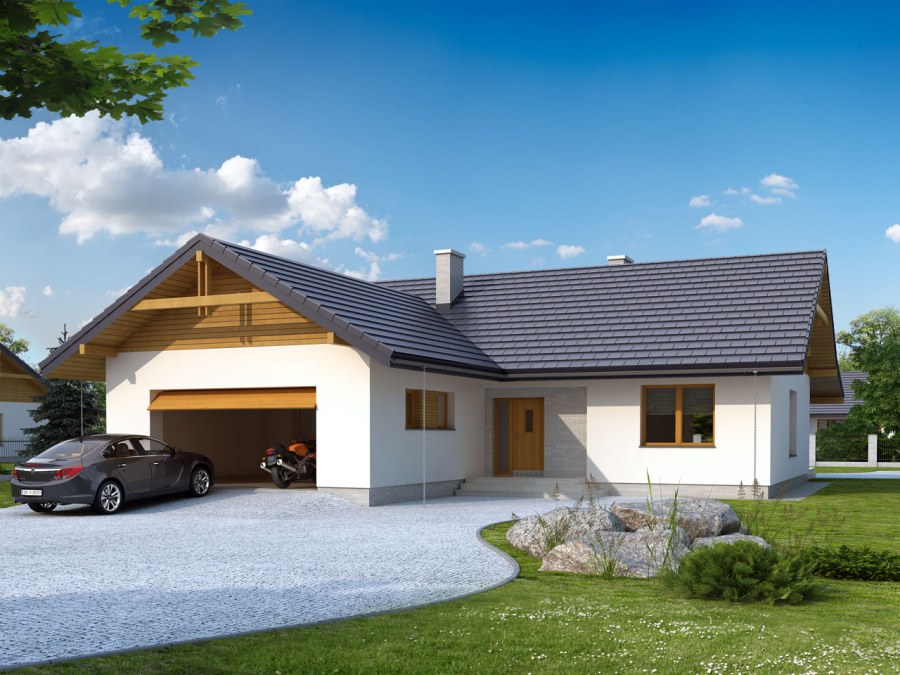 Одноэтажный дом с гаражом 100кв.м