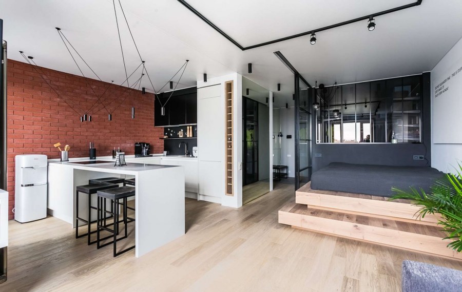 Гостиная лофт 40кв