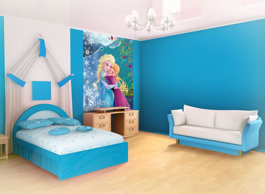 Фотообои на стену голубые для девочки