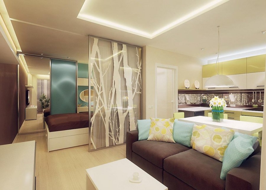 Гостиная с зонированием