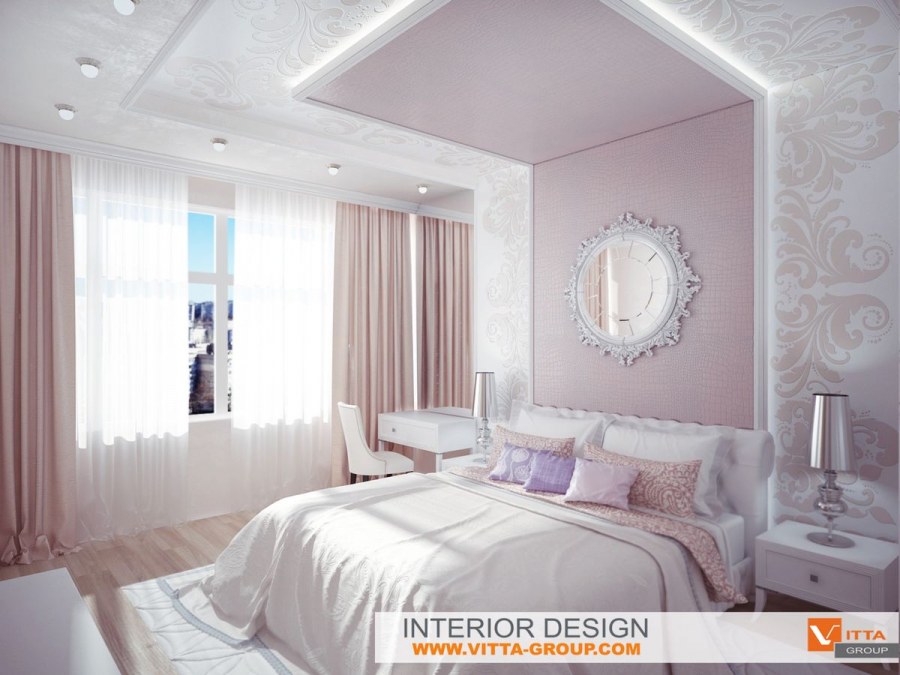 Спальня в бежево розовых тонах