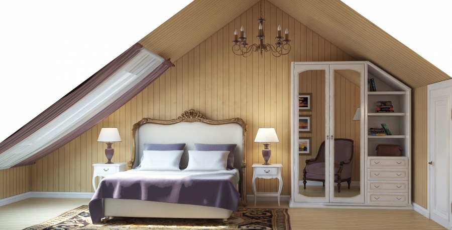 Шкаф в мансардной комнате