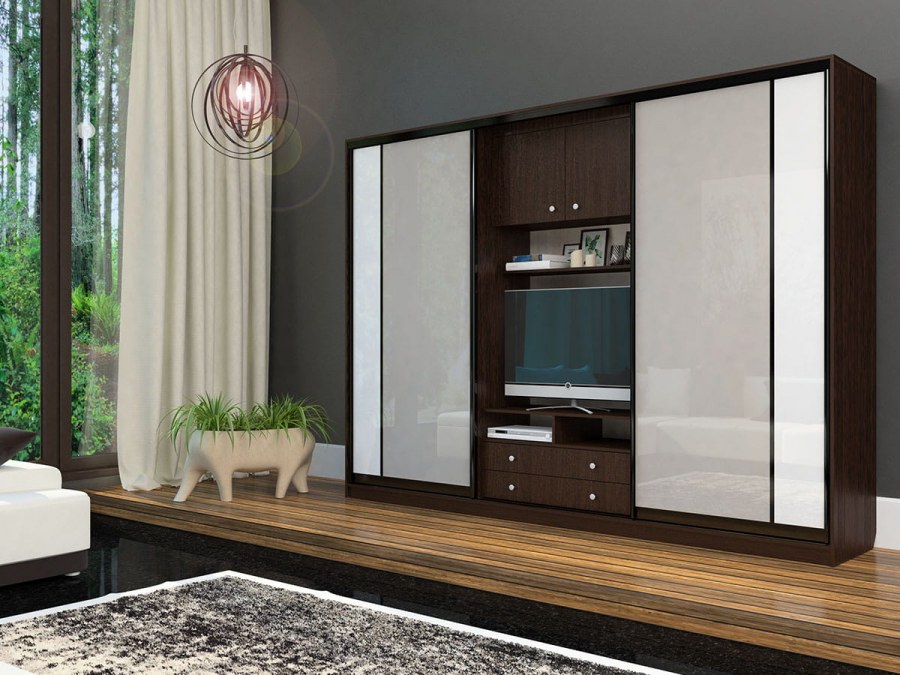 Шкаф купе Валерия с нишей под ТВ