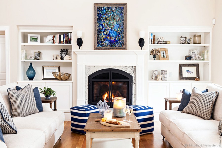 Гостиная в голубых тонах