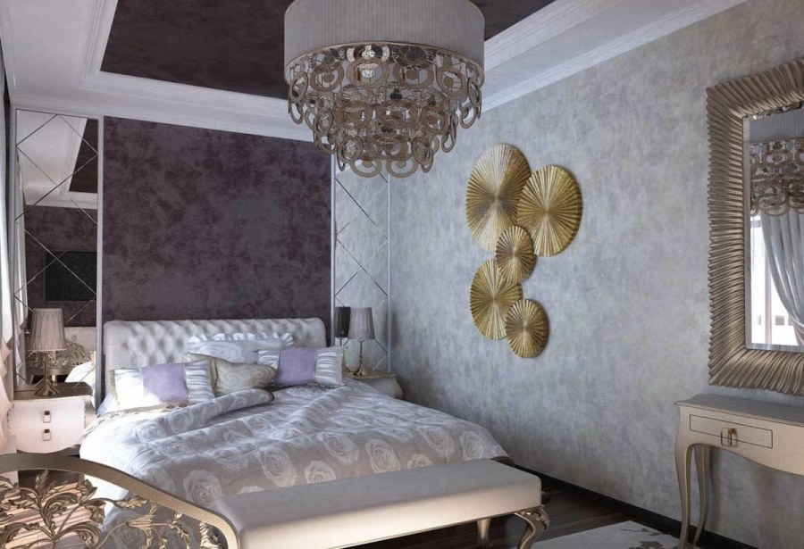 Спальня с зеркалами на обои
