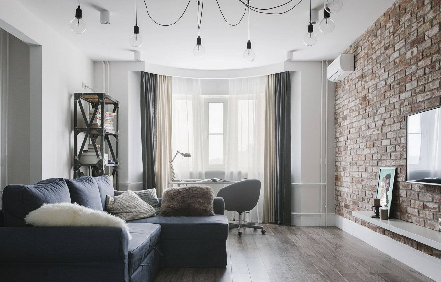 Интерьер гостиной в стиле лофт