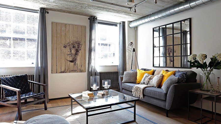 Гостиные в стиле лофт