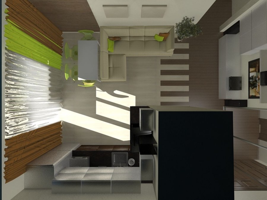 Интерьер студии 20 кв.м в эко стиле